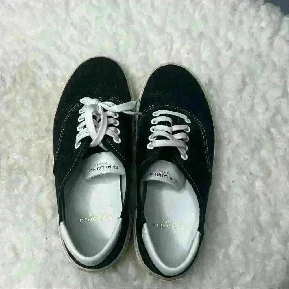 Saint Laurent Black Bedford Glitter Court Classic Sneakers - Picture 2 of 9